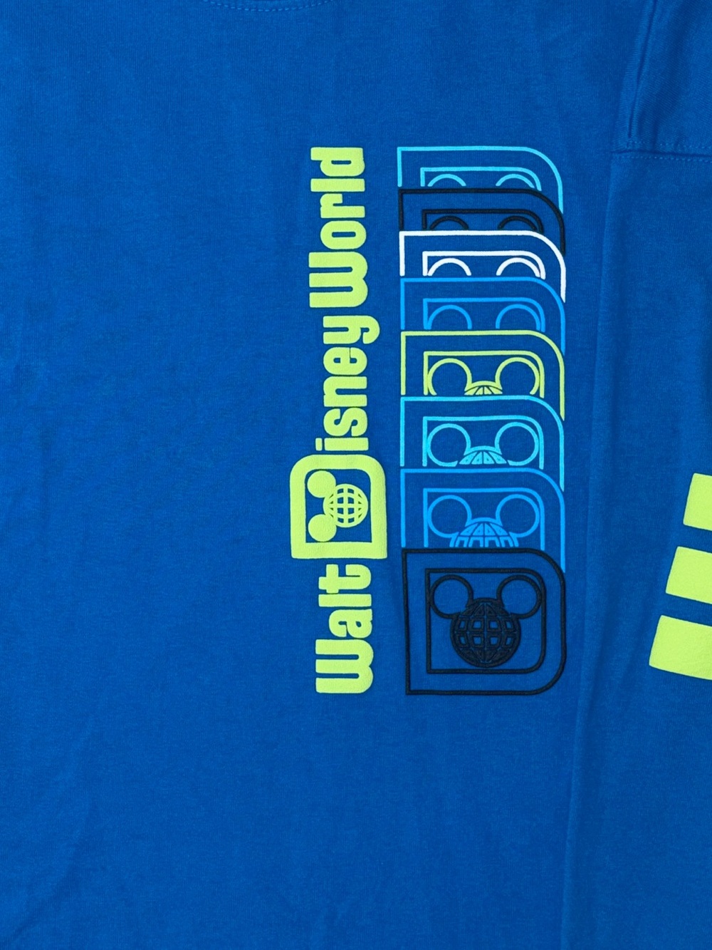 Disney Blue Long-Sleeve Tee with Neon Green Walt Disney World Graphics - Picture 2 of 5